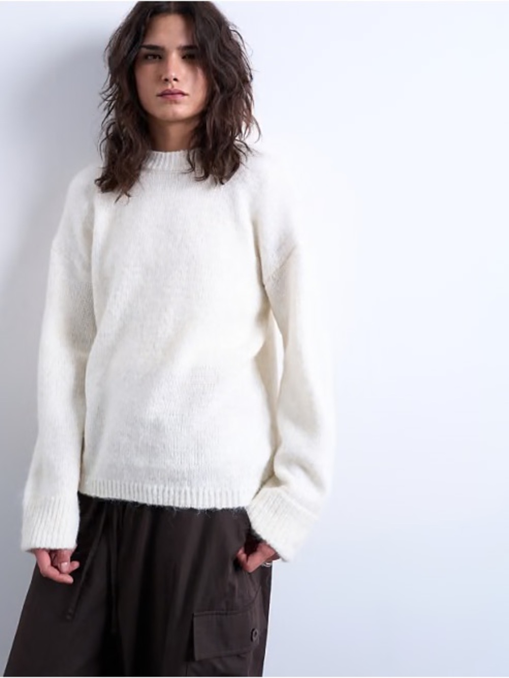 Topshop Cream Crewneck Sweater